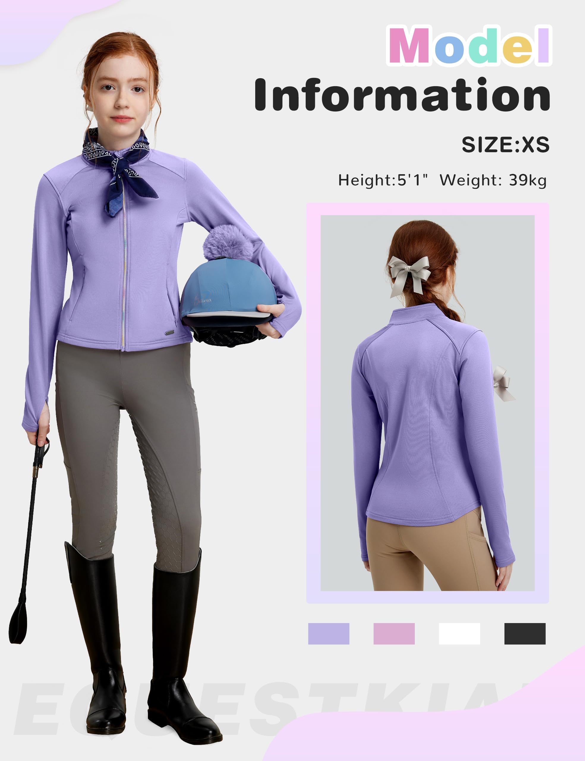 FitsT4 Sports Girls Fleece Equestrian Shirt Horse Riding Jacket Fall Winter Warm Horseback Riding Shirts Athletic Outwear - Image 7