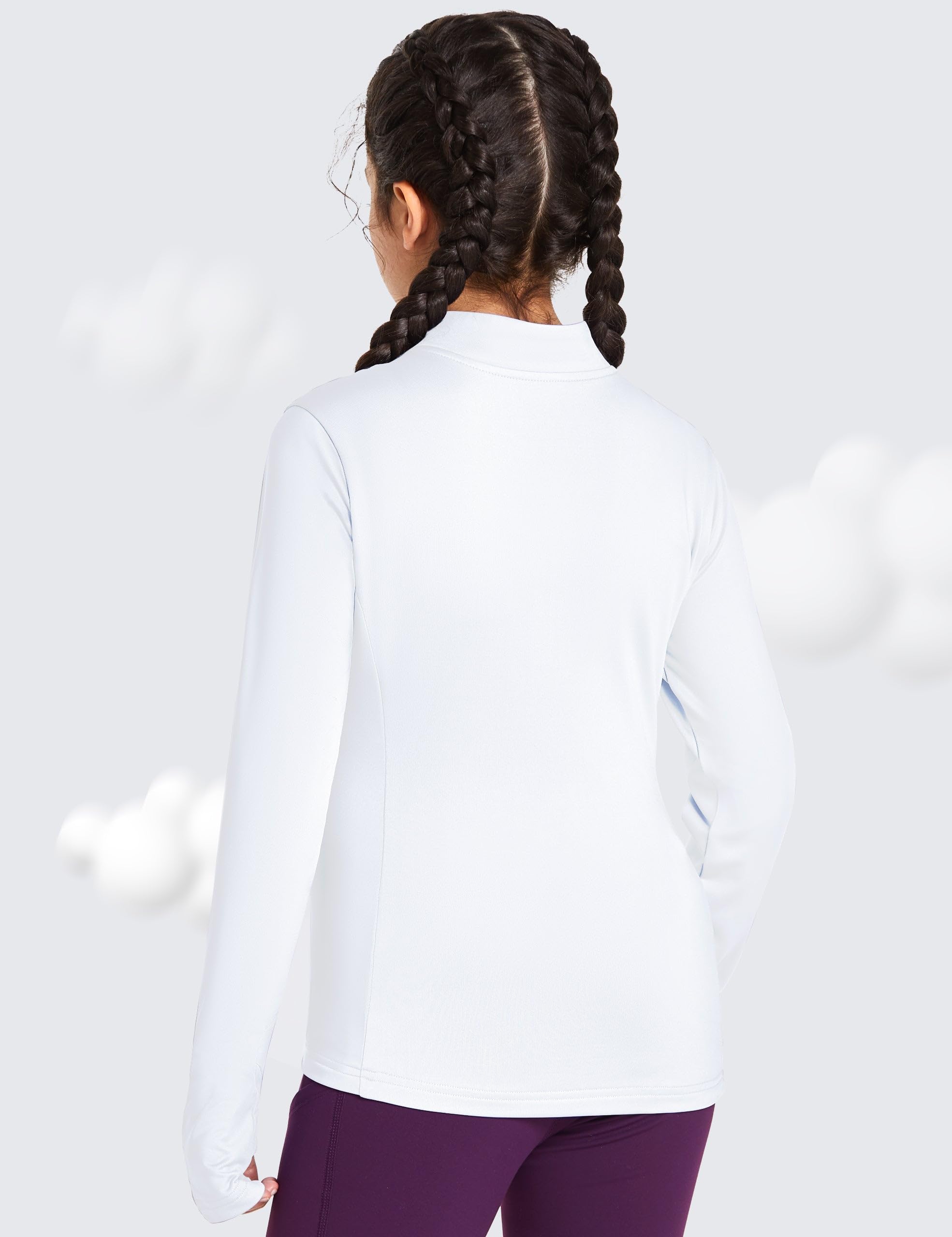 FitsT4 Sports Girls Fleece Long Sleeve Shirts Thumbhole Horse Riding Shirt Kids Equestrain Half Zip Thermal Jacket - Image 5