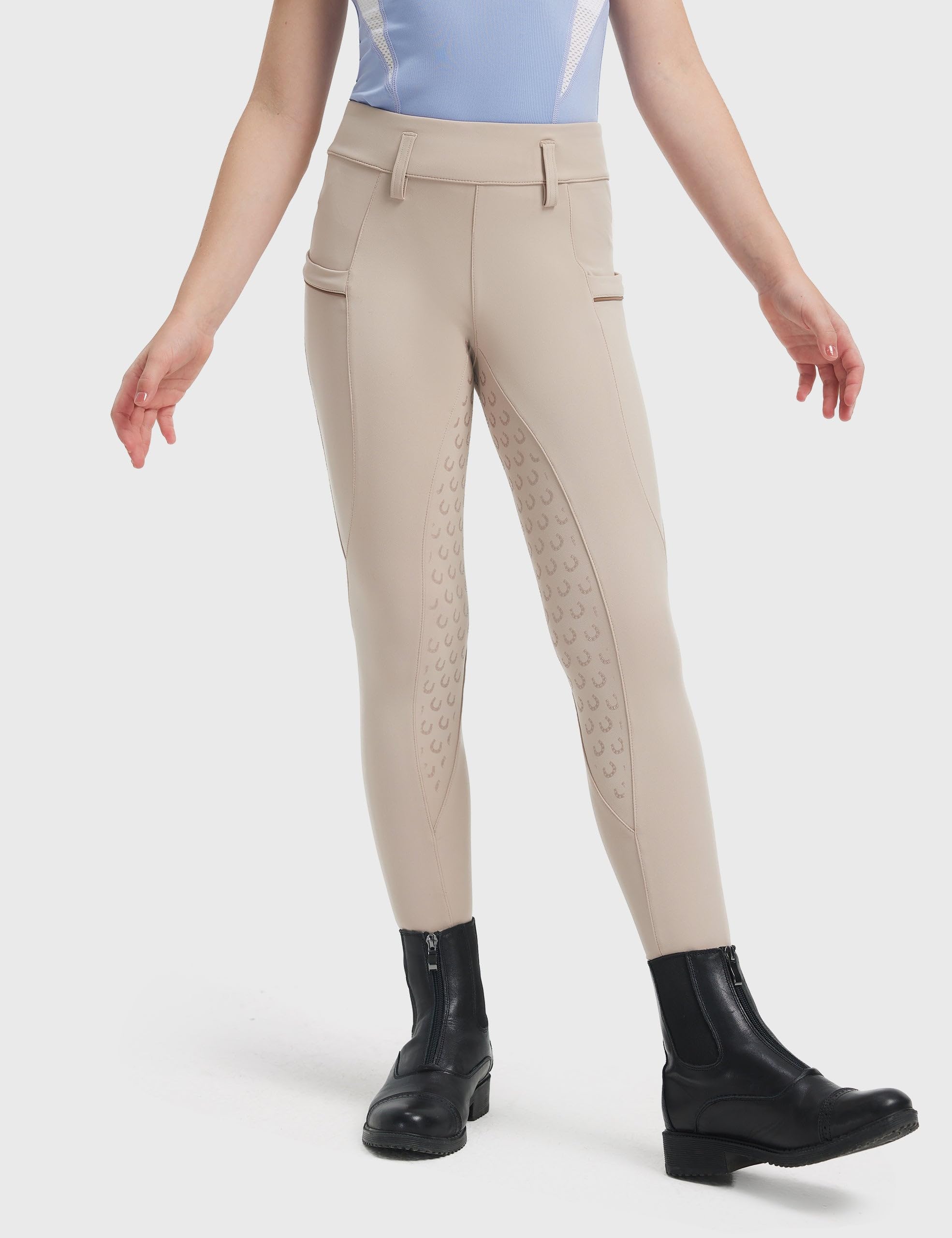 FitsT4 Sports Girls Horse Riding Pants Full Seat Silicone Girls Equestrian Pants Stretchy Kids Breeches Riding Tights Pockets - Image 7