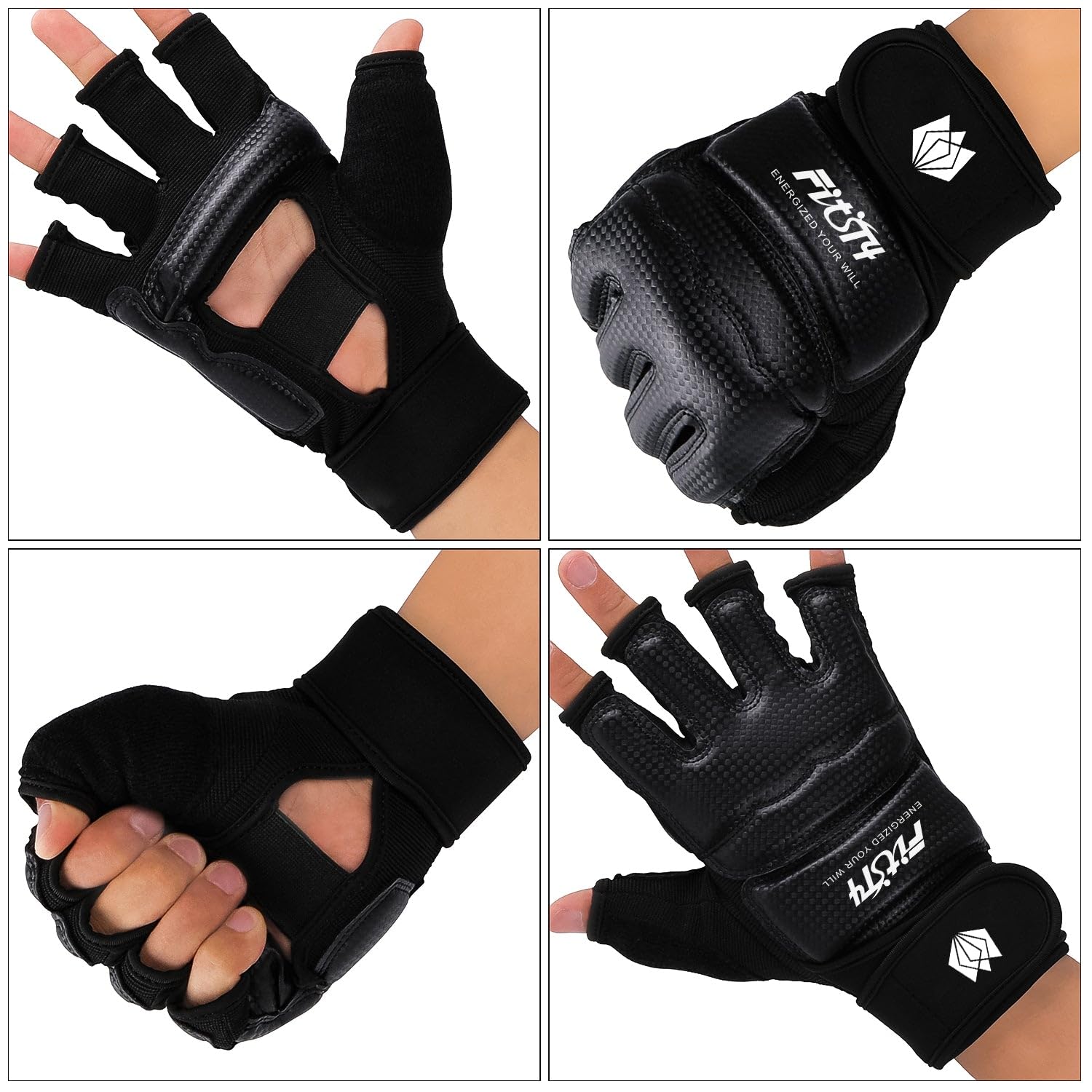 FitsT4 Sports Half Mitts MMA UFC Training Boxing Punch Bag Martial Arts Gloves - Image 4