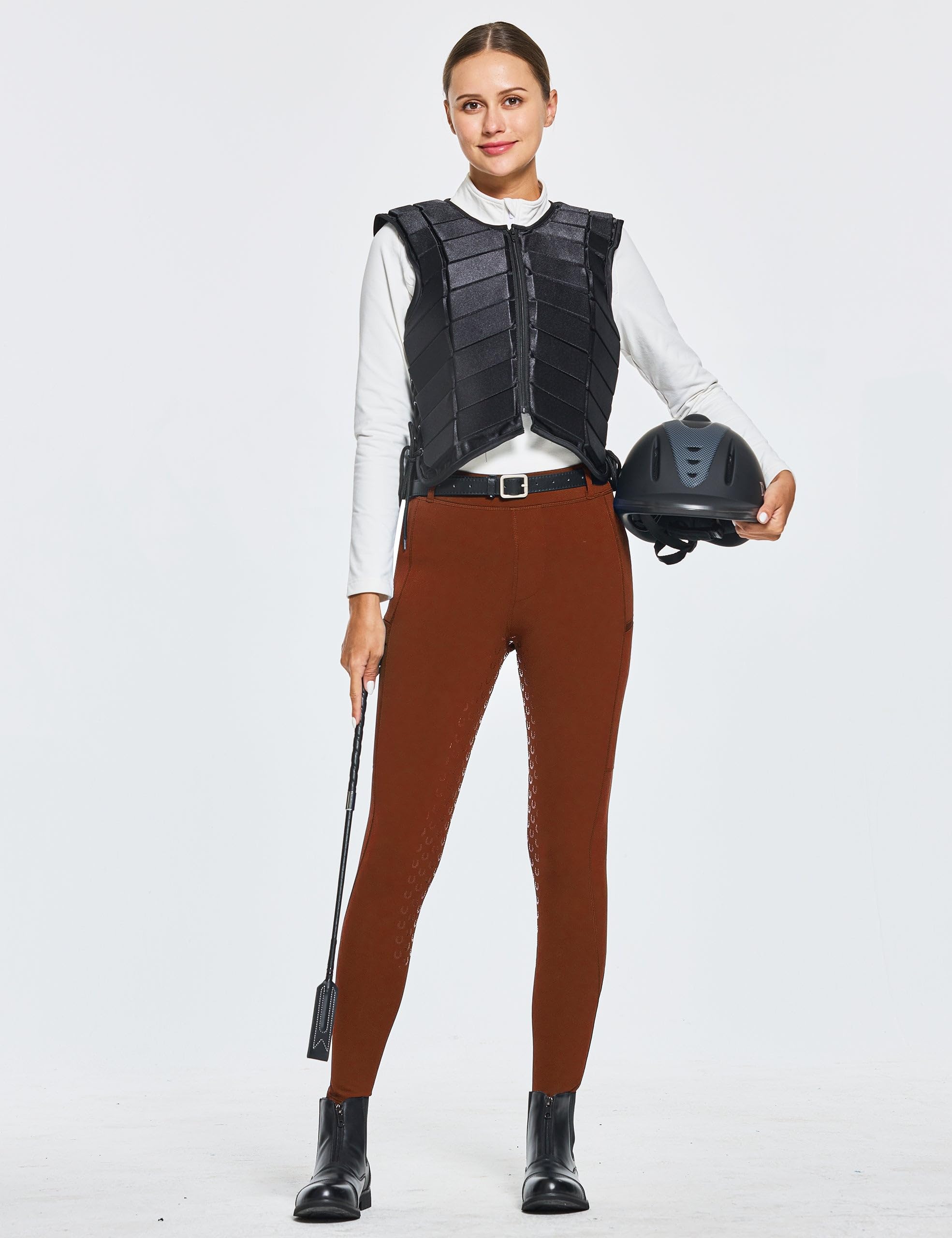 FitsT4 Sports Women's Winter Horse Riding Pants with Zipper Pockets Full Seat Riding Tights Fleece Lined Equestrian Breeches - Image 5
